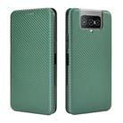 For Asus Zenfone 7 ZS670KS / Zenfone 7 Pro ZS671KS Carbon Fiber Texture Horizontal Flip TPU + PC + PU Leather Case with Card Slot & Lanyard(Green) - 2