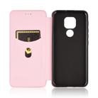 For Motorola Moto G9 / G9 Play Carbon Fiber Texture Horizontal Flip TPU + PC + PU Leather Case with Card Slot & Lanyard(Pink) - 3