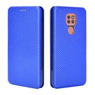 For Motorola Moto G9 / G9 Play Carbon Fiber Texture Horizontal Flip TPU + PC + PU Leather Case with Card Slot & Lanyard(Blue) - 2