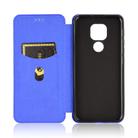 For Motorola Moto G9 / G9 Play Carbon Fiber Texture Horizontal Flip TPU + PC + PU Leather Case with Card Slot & Lanyard(Blue) - 3