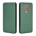 For Motorola Moto G9 / G9 Play Carbon Fiber Texture Horizontal Flip TPU + PC + PU Leather Case with Card Slot & Lanyard(Green) - 2