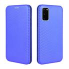 For Samsung Galaxy S20 FE 5G / 4G & S20 Lite Carbon Fiber Texture Horizontal Flip TPU + PC + PU Leather Case with Card Slot & Lanyard(Blue) - 1