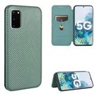 For Samsung Galaxy S20 FE 5G / 4G & S20 Lite Carbon Fiber Texture Horizontal Flip TPU + PC + PU Leather Case with Card Slot & Lanyard(Green) - 1