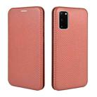 For Samsung Galaxy S20 FE 5G / 4G & S20 Lite Carbon Fiber Texture Horizontal Flip TPU + PC + PU Leather Case with Card Slot & Lanyard(Brown) - 2