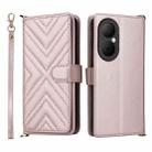 For Huawei Enjoy 80 4G / nova Y73 4G Multifunctional 6-Card Slots Leather Phone Case with Wrist Strap(Pink) - 1