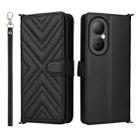 For Huawei Enjoy 80 4G Multifunctional 6-Card Slots Leather Phone Case with Wrist Strap(Black) - 1