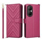 For Huawei Enjoy 80 4G Multifunctional 6-Card Slots Leather Phone Case with Wrist Strap(Rose Red) - 1