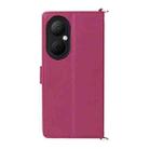 For Huawei Enjoy 80 4G Multifunctional 6-Card Slots Leather Phone Case with Wrist Strap(Rose Red) - 3