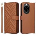 For Huawei nova 14 5G Multifunctional 6-Card Slots Leather Phone Case with Wrist Strap(Brown) - 1