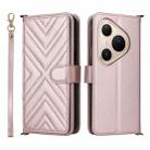 For Huawei Pura 80 Pro 5G / 80 Pro+ 5G Multifunctional 6-Card Slots Leather Phone Case with Wrist Strap(Pink) - 1
