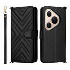 For Huawei Pura 80 Pro 5G / 80 Pro+ 5G Multifunctional 6-Card Slots Leather Phone Case with Wrist Strap(Black) - 1