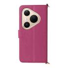 For Huawei Pura 80 Pro 5G / 80 Pro+ 5G Multifunctional 6-Card Slots Leather Phone Case with Wrist Strap(Rose Red) - 3
