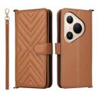 For Huawei Pura 80 Pro 5G / 80 Pro+ 5G Multifunctional 6-Card Slots Leather Phone Case with Wrist Strap(Brown) - 1