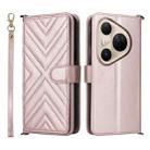 For Huawei Pura 80 Ultra 5G Multifunctional 6-Card Slots Leather Phone Case with Wrist Strap(Pink) - 1