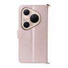 For Huawei Pura 80 Ultra 5G Multifunctional 6-Card Slots Leather Phone Case with Wrist Strap(Pink) - 3