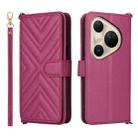 For Huawei Pura 80 Ultra 5G Multifunctional 6-Card Slots Leather Phone Case with Wrist Strap(Rose Red) - 1