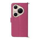 For Huawei Pura 80 Ultra 5G Multifunctional 6-Card Slots Leather Phone Case with Wrist Strap(Rose Red) - 3