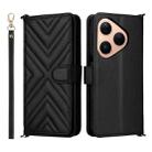 For Huawei Pura 80 5G Multifunctional 6-Card Slots Leather Phone Case with Wrist Strap(Black) - 1