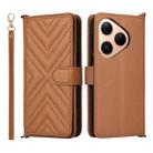 For Huawei Pura 80 5G Multifunctional 6-Card Slots Leather Phone Case with Wrist Strap(Brown) - 1
