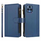 For T-Mobile REVVL 6 / 6x Magnetic Closure 9 Card Slots Zipper Leather Case with Hand Strap(Dark Blue) - 2