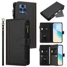 For T-Mobile REVVL 6 / 6x Magnetic Closure 9 Card Slots Zipper Leather Case with Hand Strap(Black) - 1