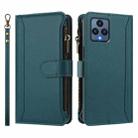 For T-Mobile REVVL 6 / 6x Magnetic Closure 9 Card Slots Zipper Leather Case with Hand Strap(Dark Green) - 2