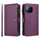 For T-Mobile REVVL 7 Pro 5G Magnetic Closure 9 Card Slots Zipper Leather Case with Hand Strap(Purple) - 2