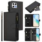For T-Mobile REVVL 7 5G Magnetic Closure 9 Card Slots Zipper Leather Case with Hand Strap(Black) - 1