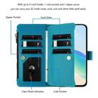 For T-Mobile REVVL 7 5G Magnetic Closure 9 Card Slots Zipper Leather Case with Hand Strap(Turquoise) - 3