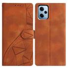For Redmi Note 12 Pro 5G Triangles Embossed Leather Phone Case(Brown) - 1