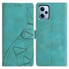 For Redmi Note 12 Pro 5G Triangles Embossed Leather Phone Case(Green) - 1