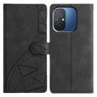 For Redmi 12C Triangles Embossed Leather Phone Case(Black) - 1