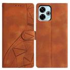 For Redmi 13 4G Triangles Embossed Leather Phone Case(Brown) - 1