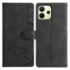 For Redmi Note 14 4G 163.25mm Triangles Embossed Leather Phone Case(Black) - 1