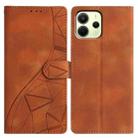 For Redmi Note 14 4G 164.84mm Triangles Embossed Leather Phone Case(Brown) - 1