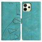 For Redmi Note 14 4G 164.84mm Triangles Embossed Leather Phone Case(Green) - 1