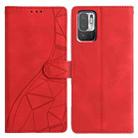 For Redmi Note 10 5G Triangles Embossed Leather Phone Case(Red) - 1