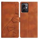 For Redmi Note 12 5G Triangles Embossed Leather Phone Case(Brown) - 1