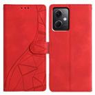 For Redmi Note 12 5G Triangles Embossed Leather Phone Case(Red) - 1