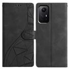 For Redmi Note 12S Triangles Embossed Leather Phone Case(Black) - 1