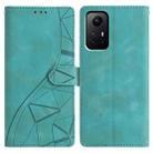 For Redmi Note 12S Triangles Embossed Leather Phone Case(Green) - 1
