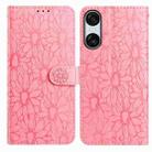 For Sony Xperia 10 VI Daisy Embossed Leather Phone Case(Pink) - 1