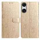 For Sony Xperia 10 VI Daisy Embossed Leather Phone Case(Gold) - 1