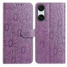 For Sony Xperia 10 VI Daisy Embossed Leather Phone Case(Light Purple) - 1