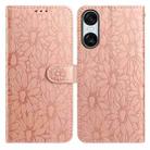 For Sony Xperia 10 VI Daisy Embossed Leather Phone Case(Rose Gold) - 1