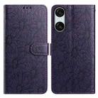 For Sony Xperia 10 VI Daisy Embossed Leather Phone Case(Dark Purple) - 1
