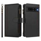 For Google Pixel 7 Pro 5G Magnetic Closure 9 Card Slots Zipper Leather Case with Hand Strap(Black) - 2