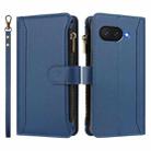 For Google Pixel 9a Magnetic Closure 9 Card Slots Zipper Leather Case with Hand Strap(Dark Blue) - 2