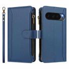 For Google Pixel 10 5G Global Magnetic Closure 9 Card Slots Zipper Leather Case with Hand Strap(Dark Blue) - 2