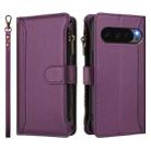For Google Pixel 10 5G Global Magnetic Closure 9 Card Slots Zipper Leather Case with Hand Strap(Purple) - 2